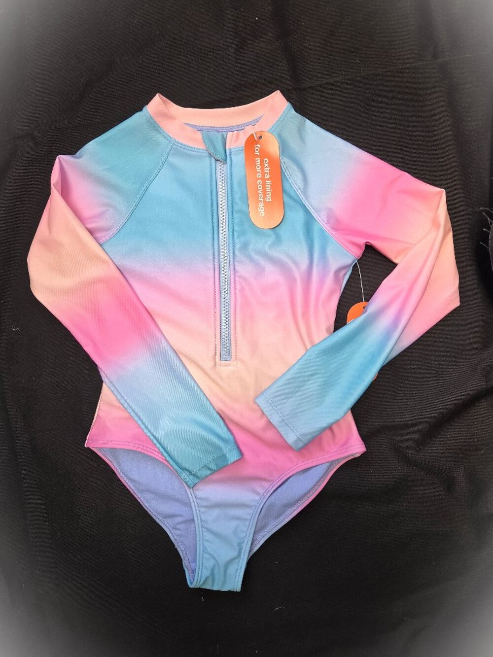 LONG SLEEVE ZIP RASHGUARD ONE PIECE RAINBOW SWIMSUIT